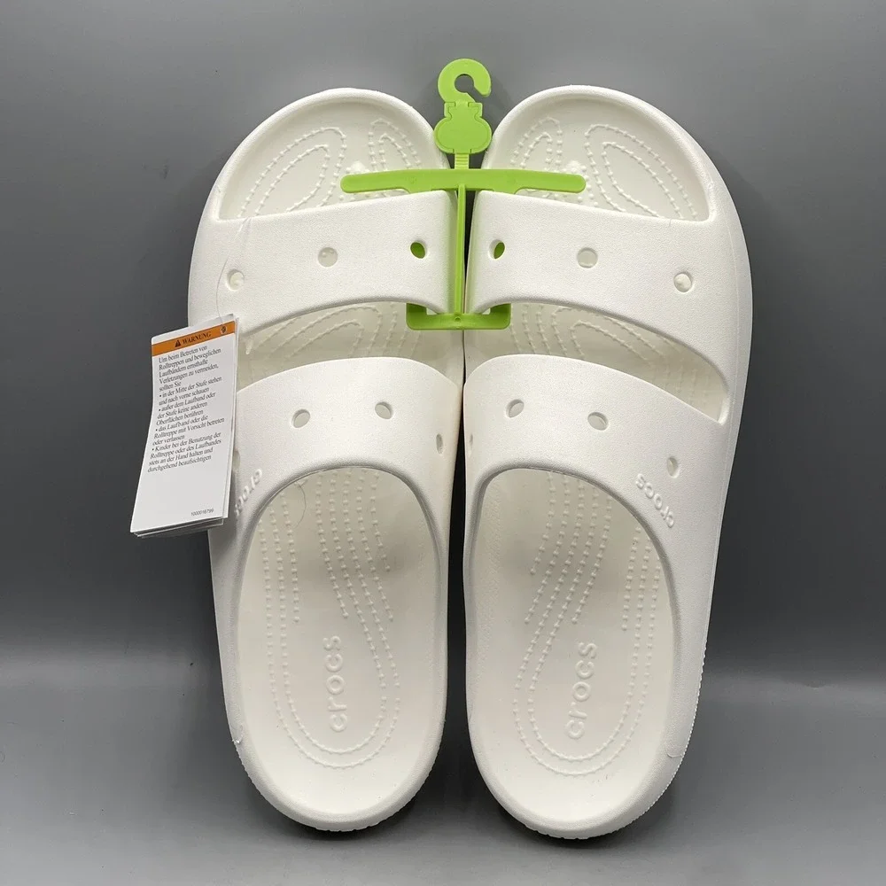 Crocs Men's 13 White Slides Lightweight Classic Sandals V2‎ Sports Open Toe